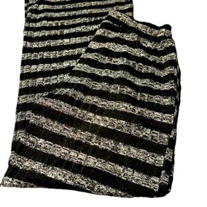 Black Striped Wide Leg Palazzo Knit Pants by VERY J Size M